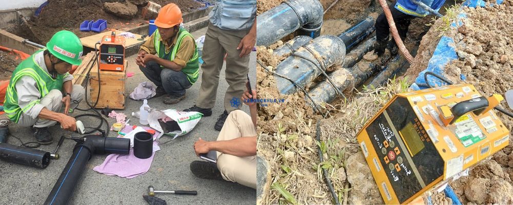 chuẩn bị công cụ và thiết bị lắp đặt phụ kiện ống HDPE