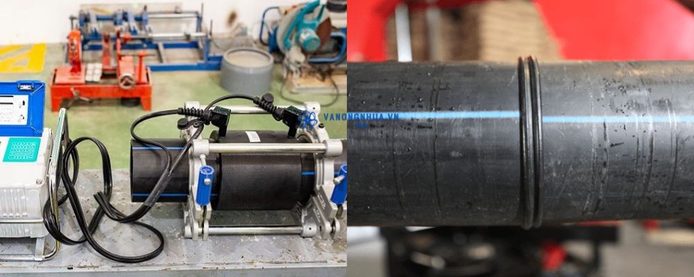 hàn nối ống hdpe pe80 với pe100
