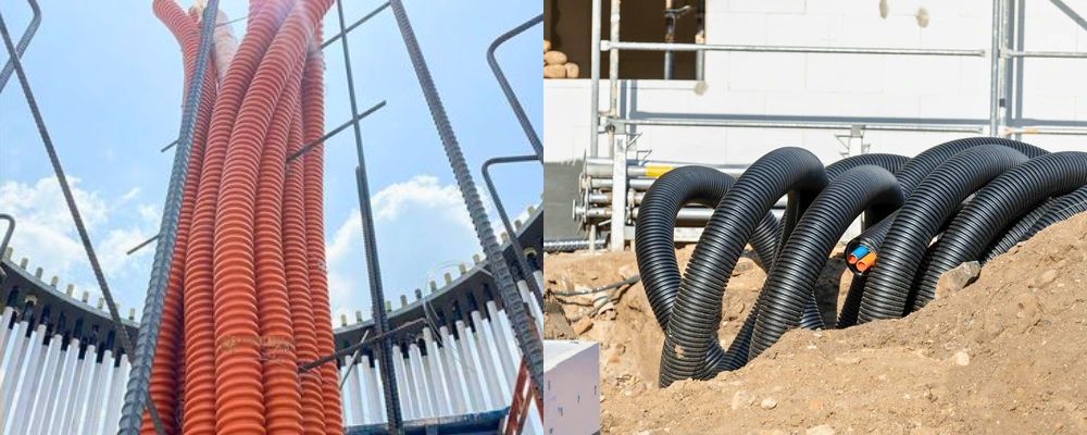 ống HDPE gân xoắn dùng cho bảo vệ cáp điện và viễn thông
