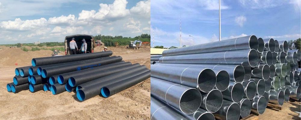 so sánh ống HDPE gân xoắn với ống kim loại