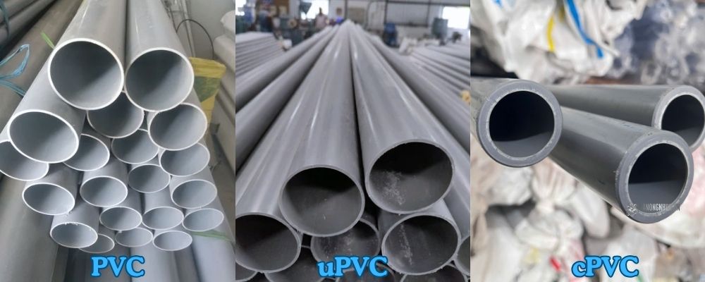 so sánh ống nhựa PVC uPVC cPVC