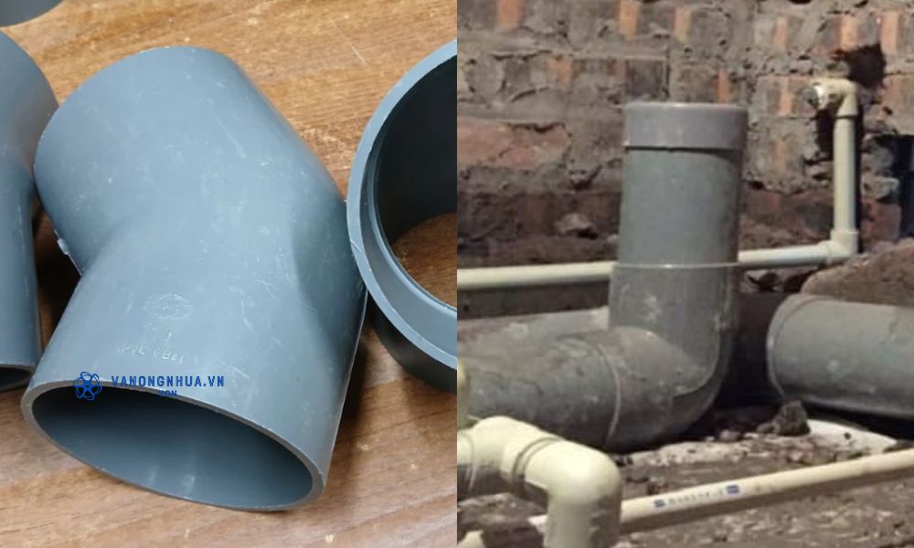 kiểu kết nối chính cút chếch upvc d110