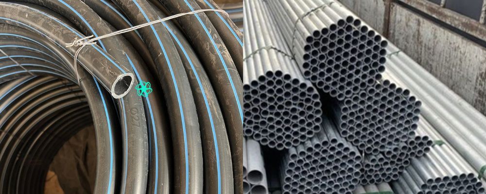 ống nhựa hdpe phi 27 và ống thép