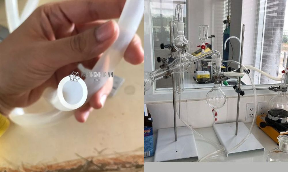 kết nối ống nước trong suốt chịu nhiệt với thiết bị khác