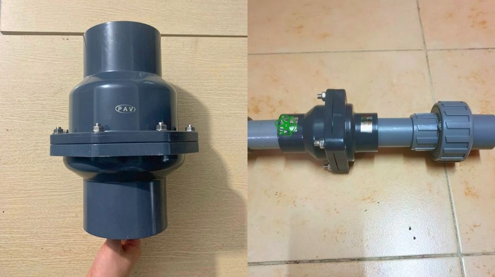 kích thước và áp lực làm việc của van 1 chiều pvc