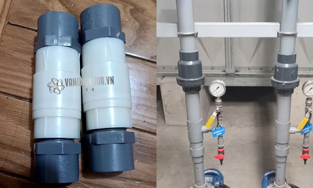 kiểu kết nối van 1 chiều upvc