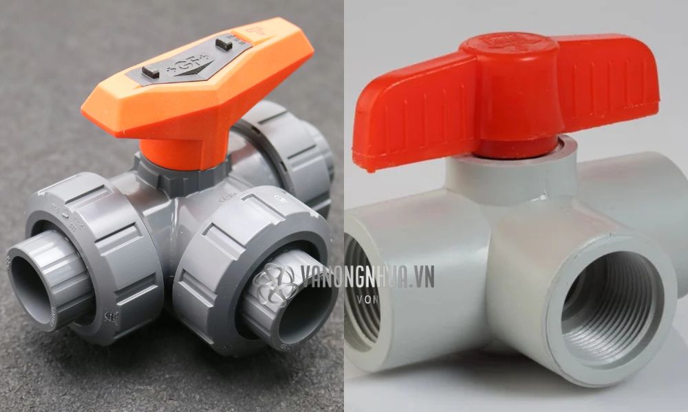 kiểu kết nối van bi nhựa 3 ngã