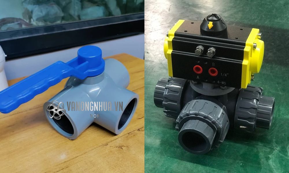 kiểu vận hành van bi nhựa 3 ngã