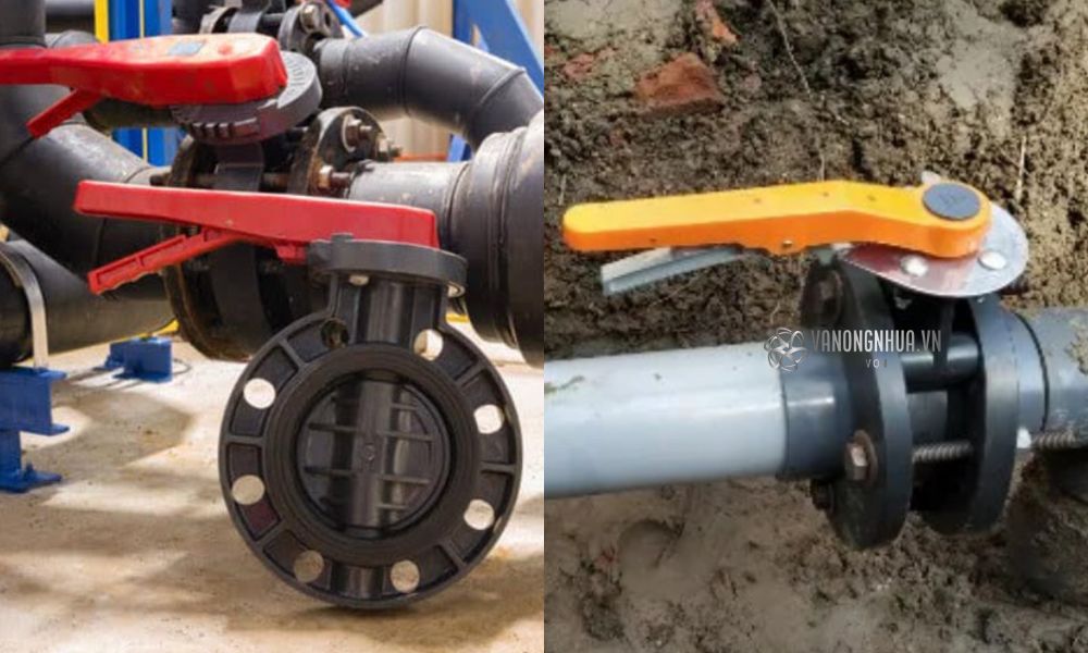 ứng dụng van bướm tay gạt pvc