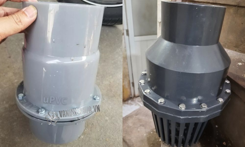 van 1 chiều lá lật upvc rọ bơm