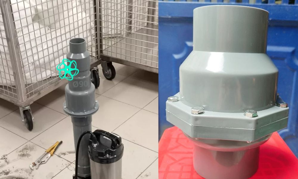 van 1 chiều nhựa phi 90 lắp với ống khác cỡ
