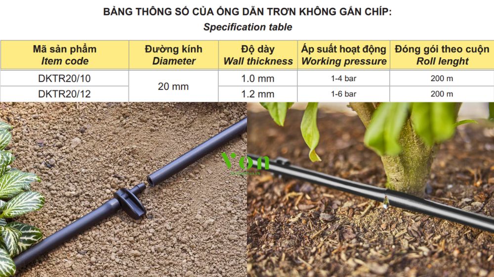 ống tưới không gắn chip Dekko 20mm