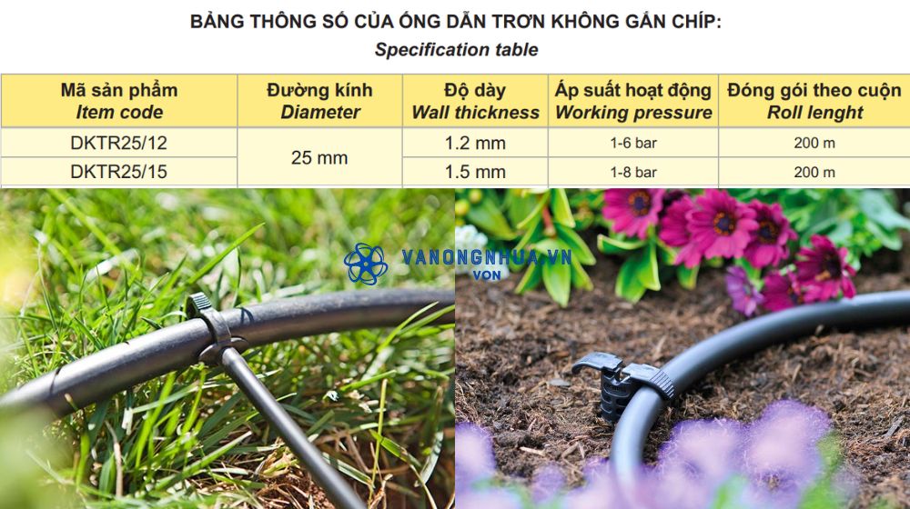 ống tưới không gắn chip Dekko 25mm