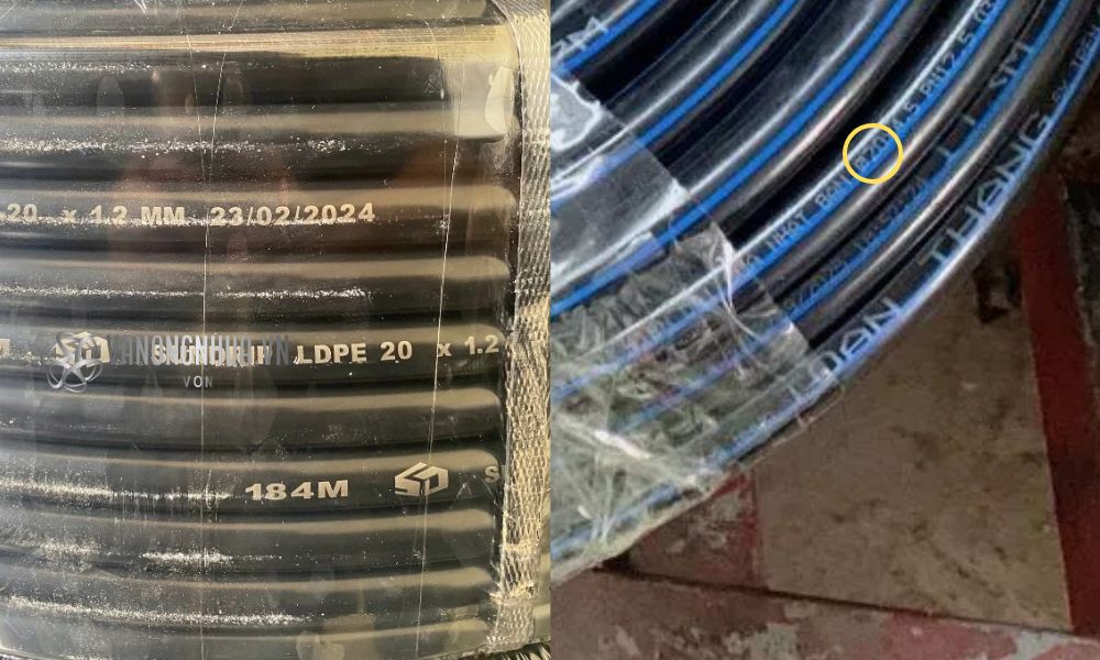 thông tin trên thân ống pe 20