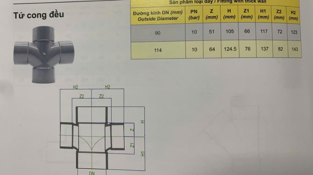 tứ cong uPVC Dekko hệ inch loại đều