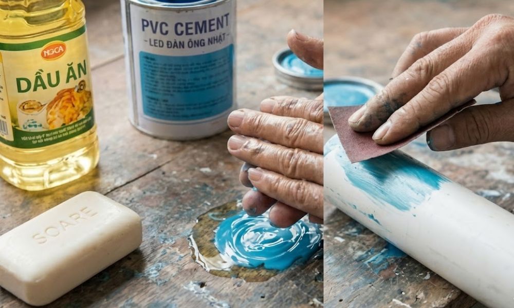 cách tẩy keo dán ống nhựa