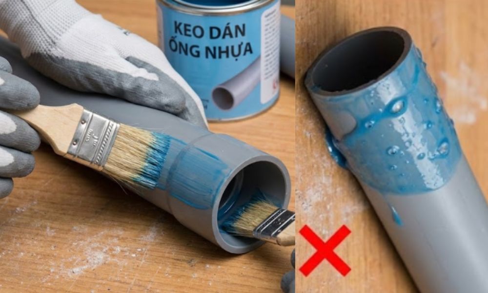 thoa keo dán ống nhựa