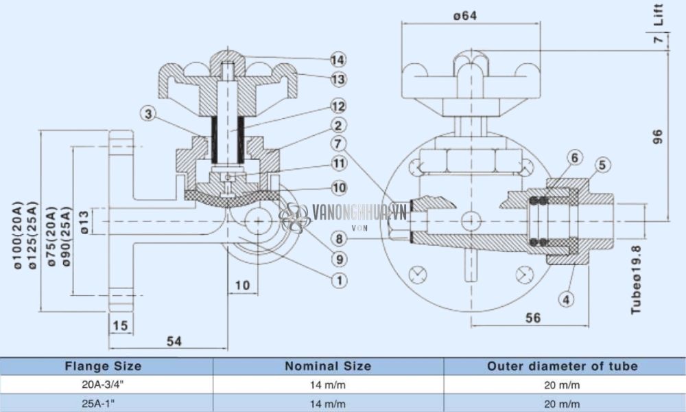kích thước van lấy mẫu shieyu