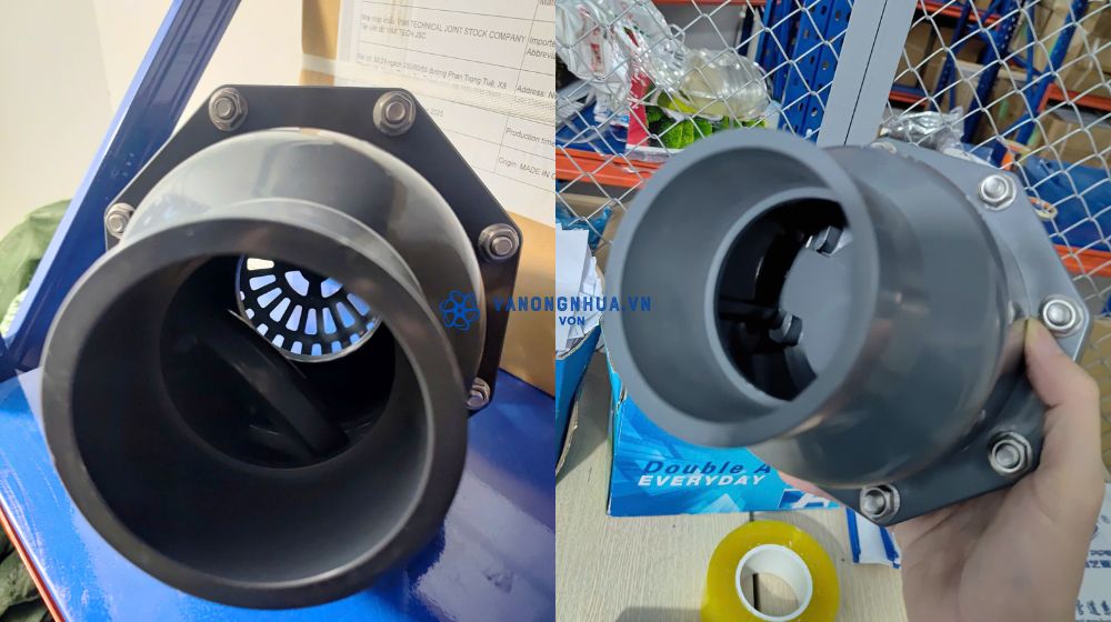 lắp ngang rọ bơm pvc dán keo 90 được không