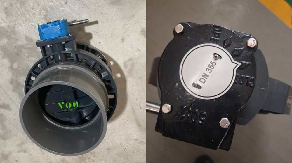 van bướm nhựa pvc dn355 lắp với ống nào