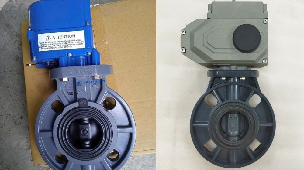van bướm nhựa pvc dn50 điều khiển điện