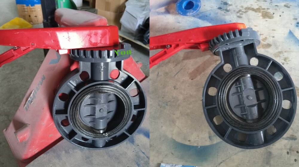 van bướm nhựa tay gạt pvc dn125
