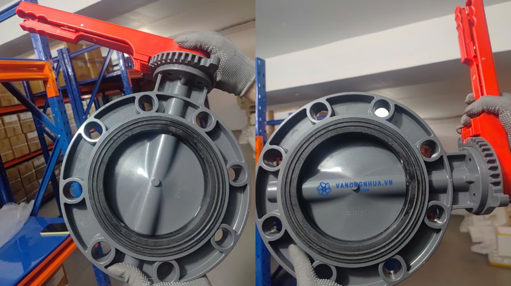 van bướm nhựa tay gạt pvc dn150