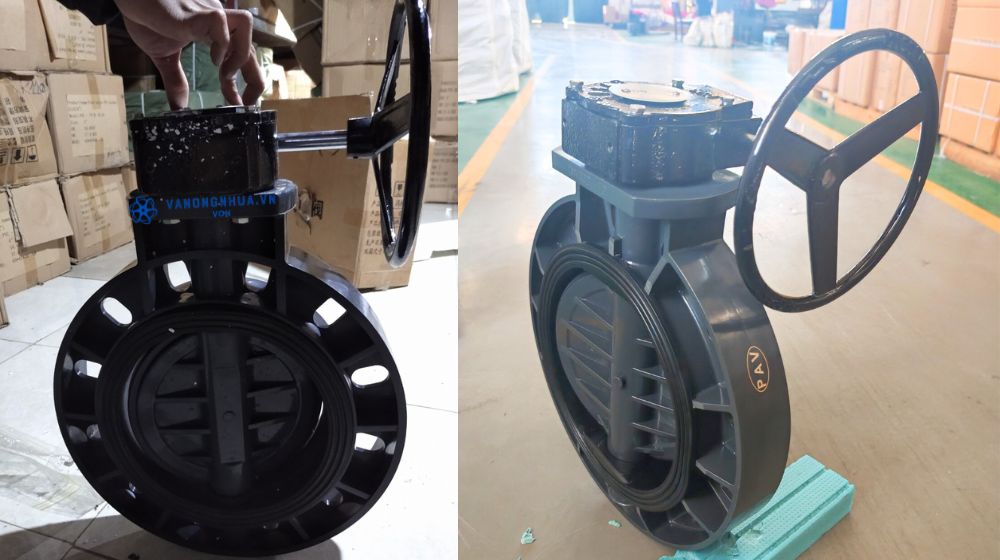 van bướm nhựa tay quay pvc dn315