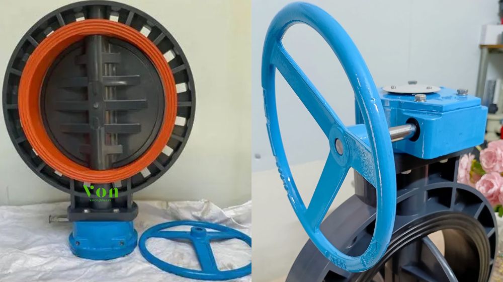 van bướm nhựa tay quay pvc 355