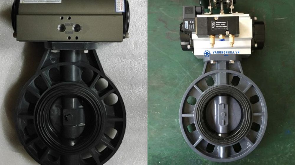 van bướm nhựa pvc dn100 khí nén