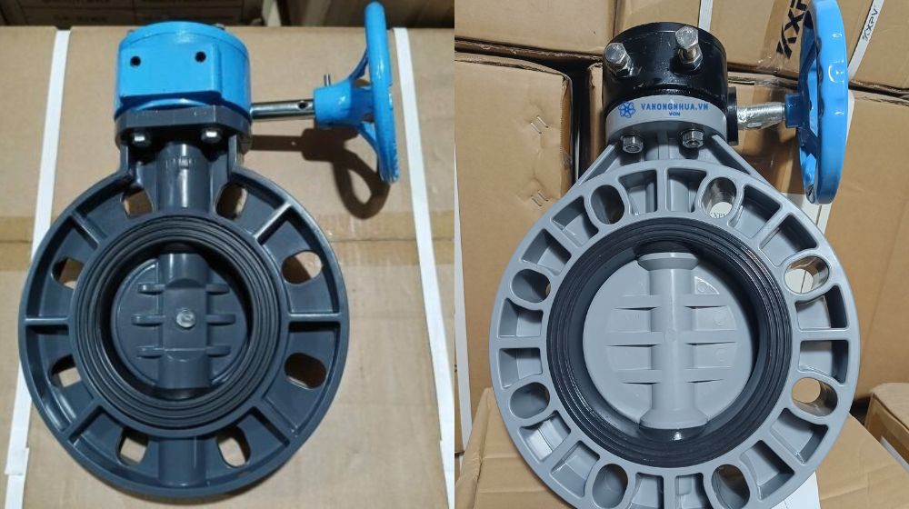 van bướm nhựa pvc dn100 tay quay