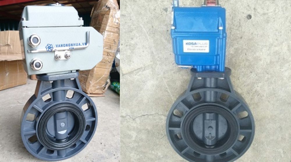 van bướm pvc dn125 điều khiển điện