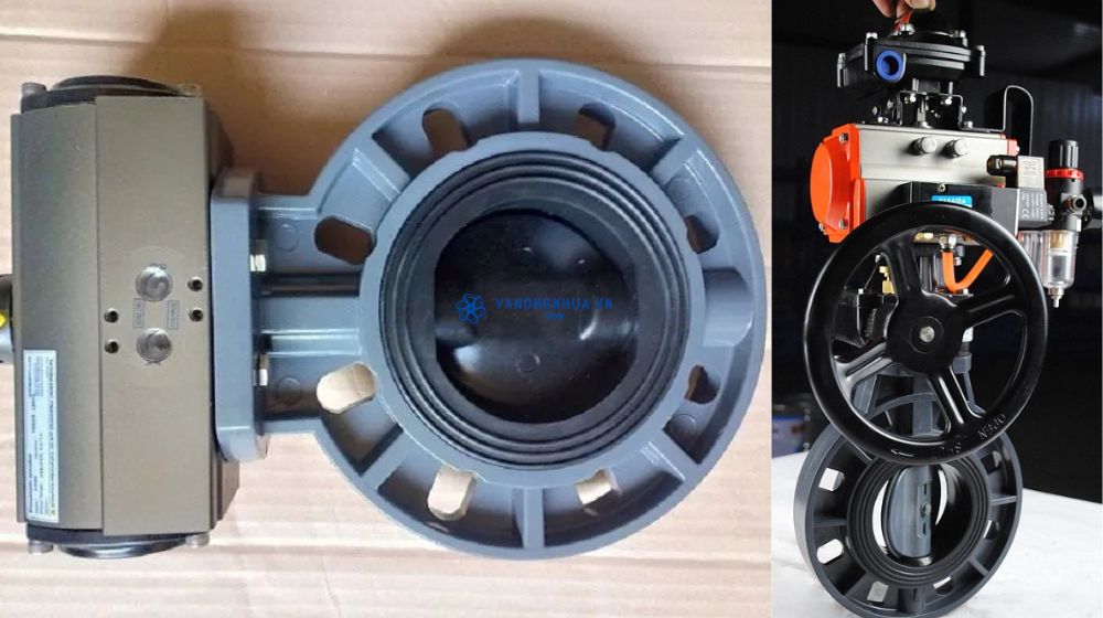 van bướm pvc dn125 khí nén