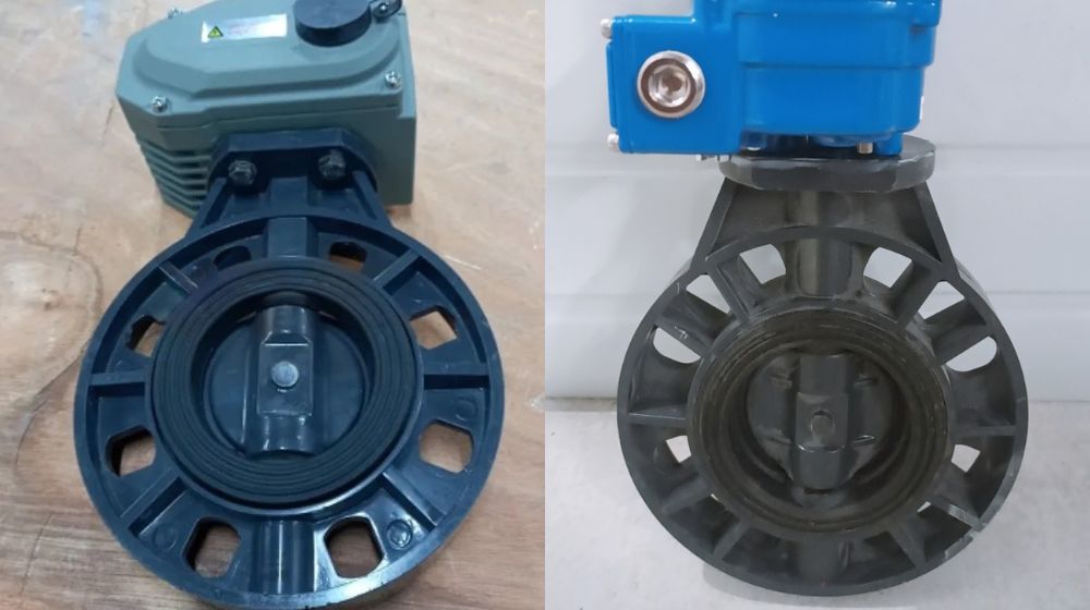 van bướm pvc dn150 điều khiển điện