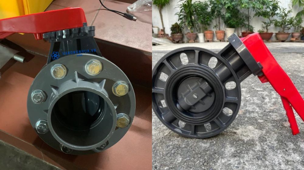 van bướm pvc dn150 dùng cho ống kim loại