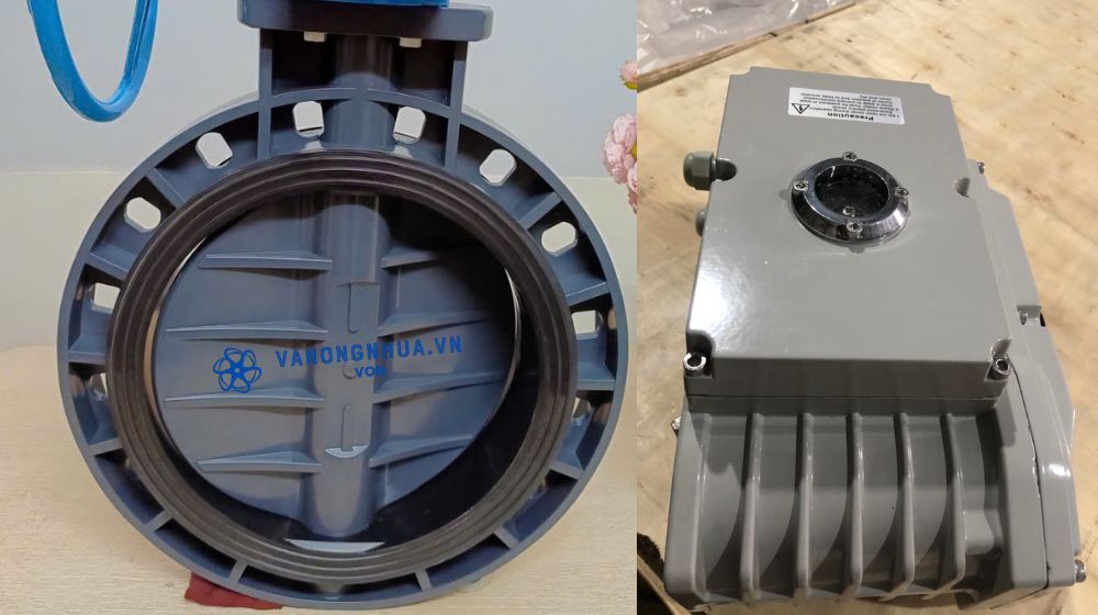 van bướm pvc dn400 điều khiển điện