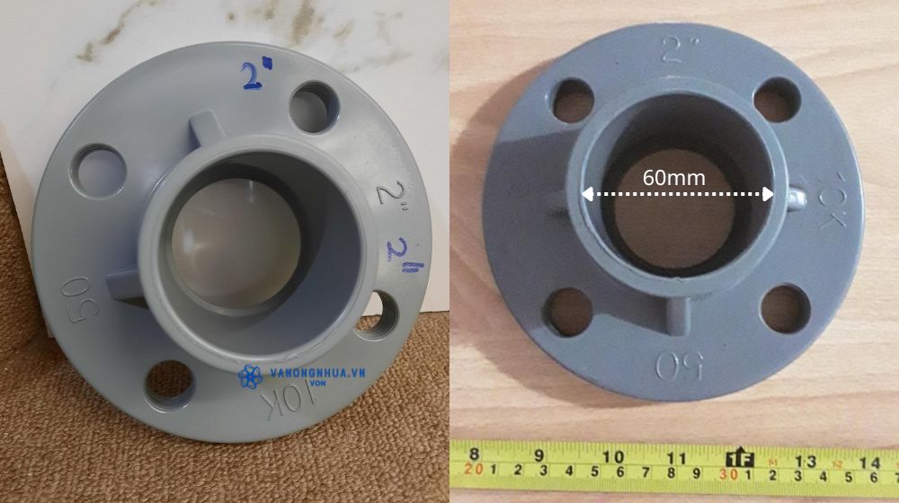mặt bích nhựa phi 60 có phải dn50 không