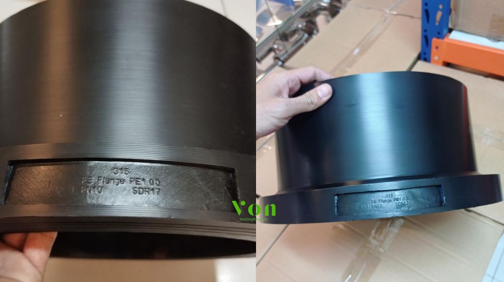 nhầm lẫn giữa mặt bích nhựa 355 và 315