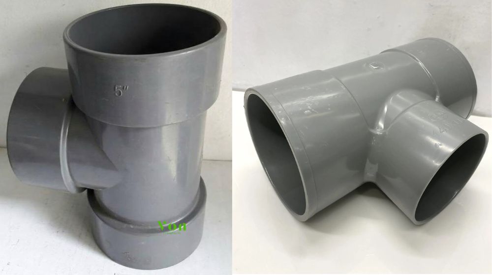tê pvc d140 lắp ống mấy inch