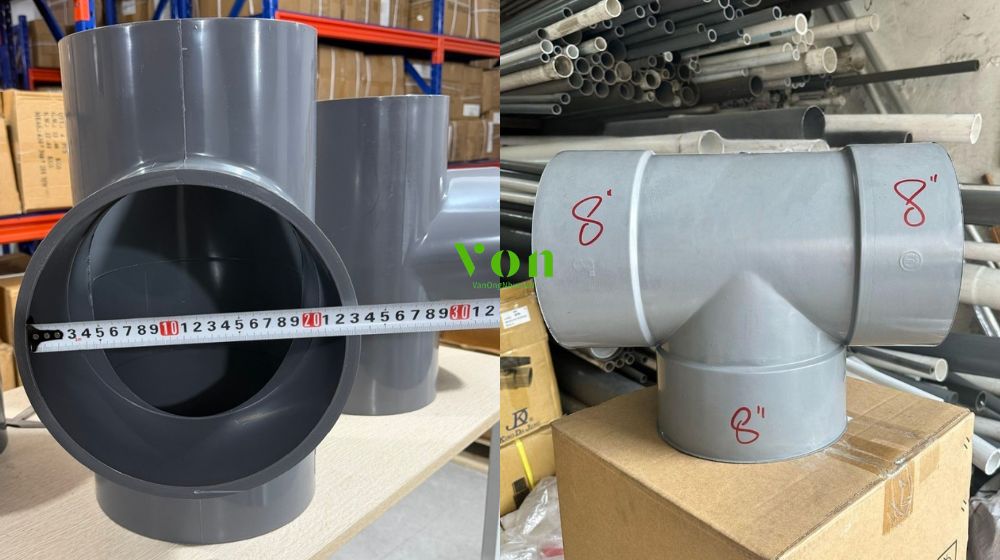 tê pvc d225 phù hợp với cỡ ống nào