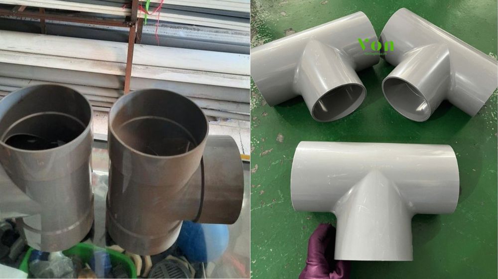 thiết kế đầu nối của tê pvc d125