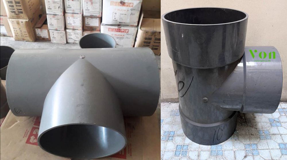 thiết kế đầu nối của tê pvc d250