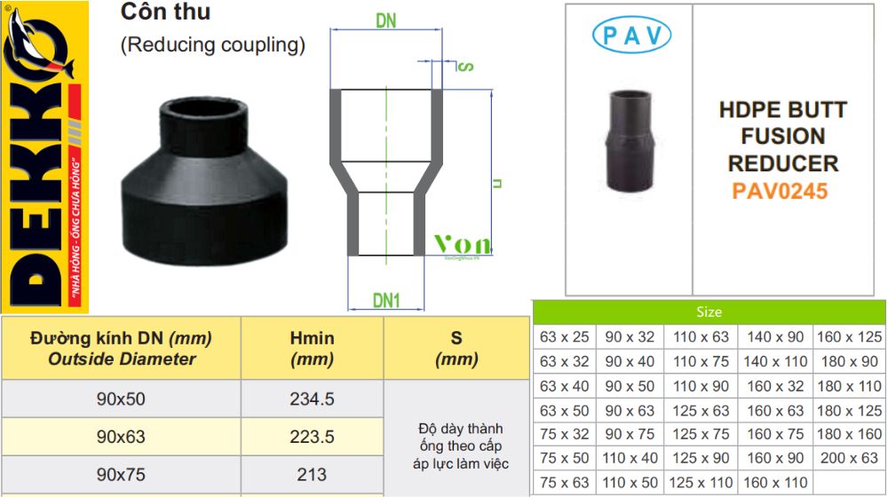 nhãn hiệu côn thu hdpe 90