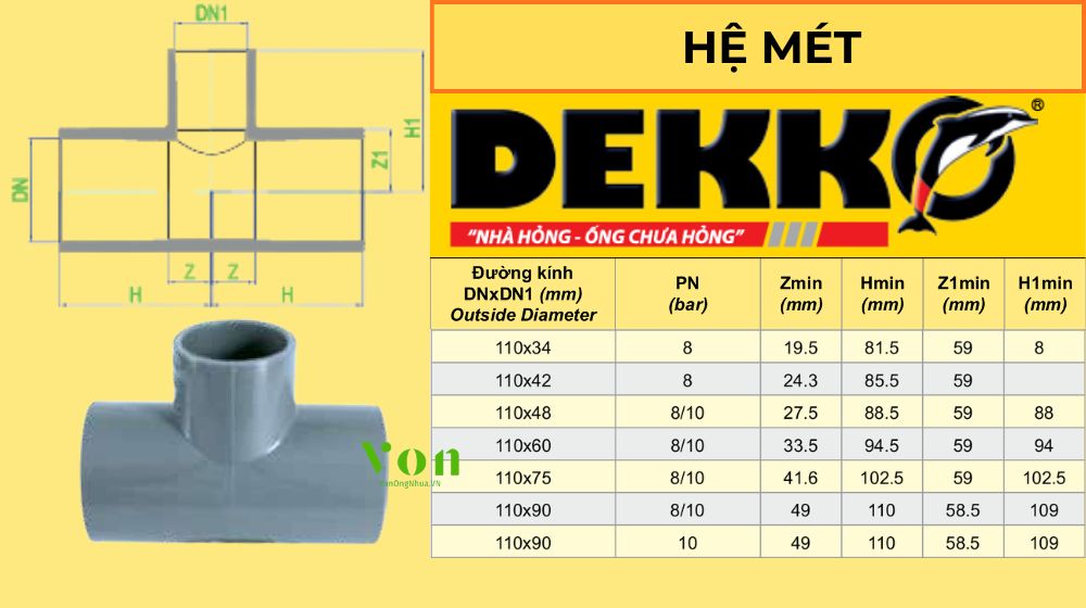 tê upvc d110 dekko