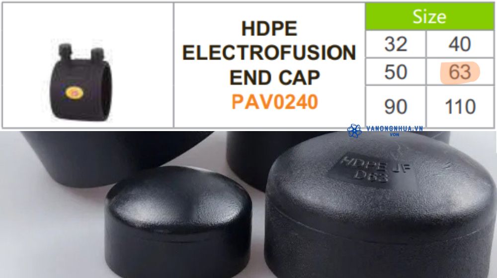 kiểu kết nối của đầu bịt hdpe d63