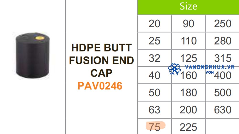 nhãn hiệu đầu bịt hdpe d75