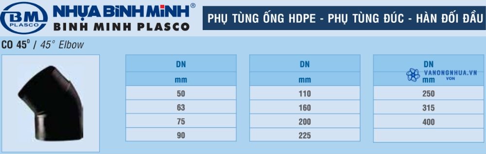 chếch hdpe bình minh đúc hàn đối đầu