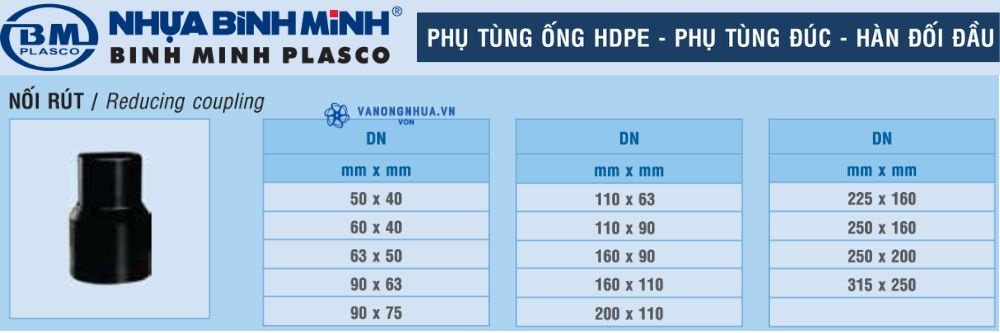 côn thu hdpe bình minh hàn đối đầu