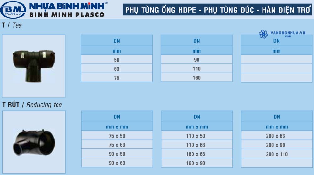 tê hdpe bình minh hàn điện trở